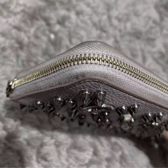 Authentic Christian Louboutin Long Wallet Zip Around Studs Pink - Picture 7 of 8